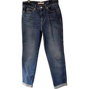 Signature Levi Strauss Jeans Womens 10 W30 Blue Mid Rise Boyfriend Cuffed Crop